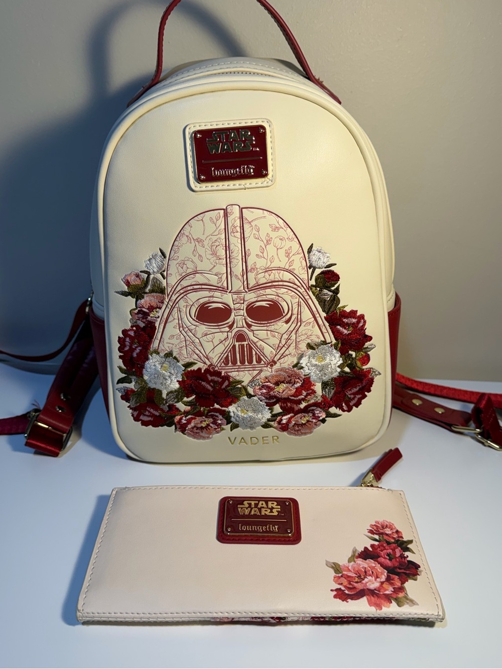 Loungefly Darth Vader Floral Embroidered Mini Backpack and Matching Wallet
